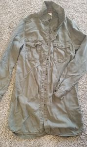 H&M | army green shirt dress